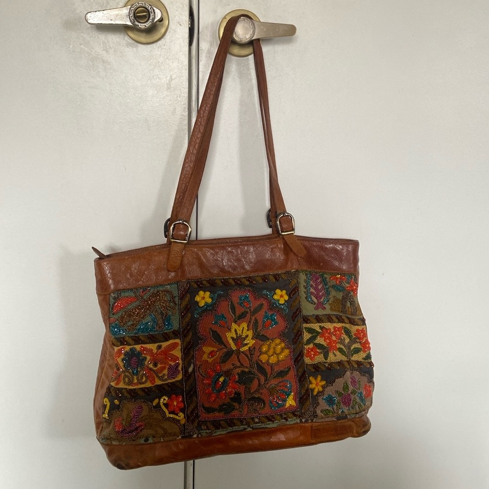 Isabella fiore rare embroidered leather , bag- vintage